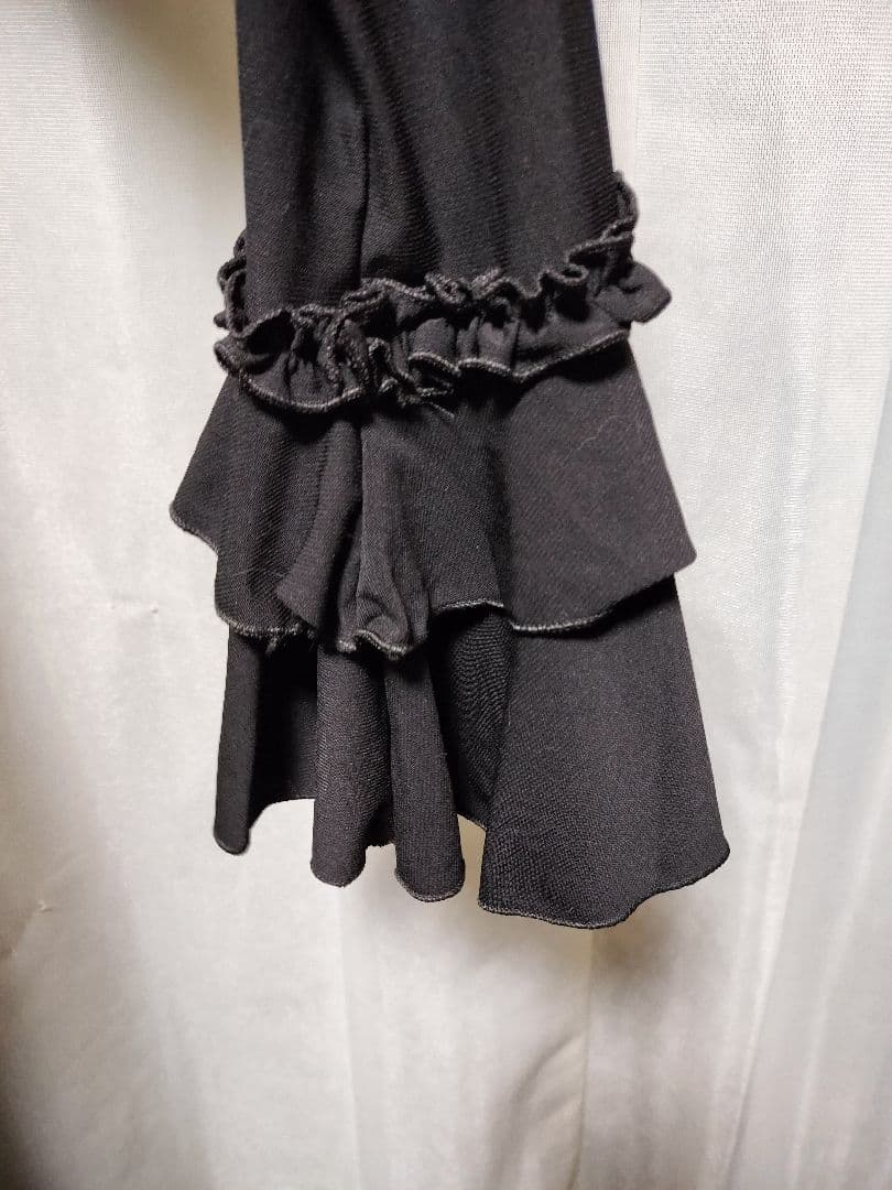 【丈長め】フラメンコ用ブラックセットアップ4段フリル