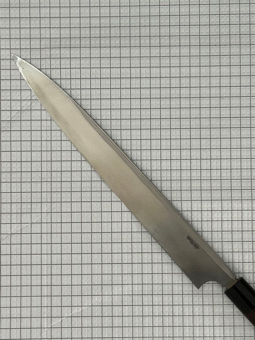 仙助 柳刃包丁 包丁 300mm 安来鋼青紙２号 ダマスカス 紫檀シノギ柄 ①