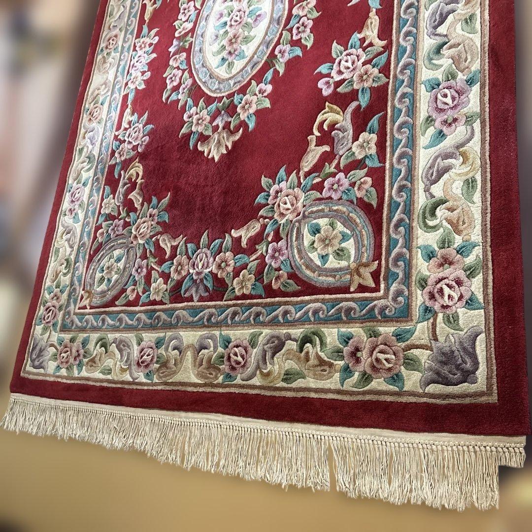 中国段通 花柄 カーペット織物 絨毯 じゅうたん ラグ マット 敷物 インテリア