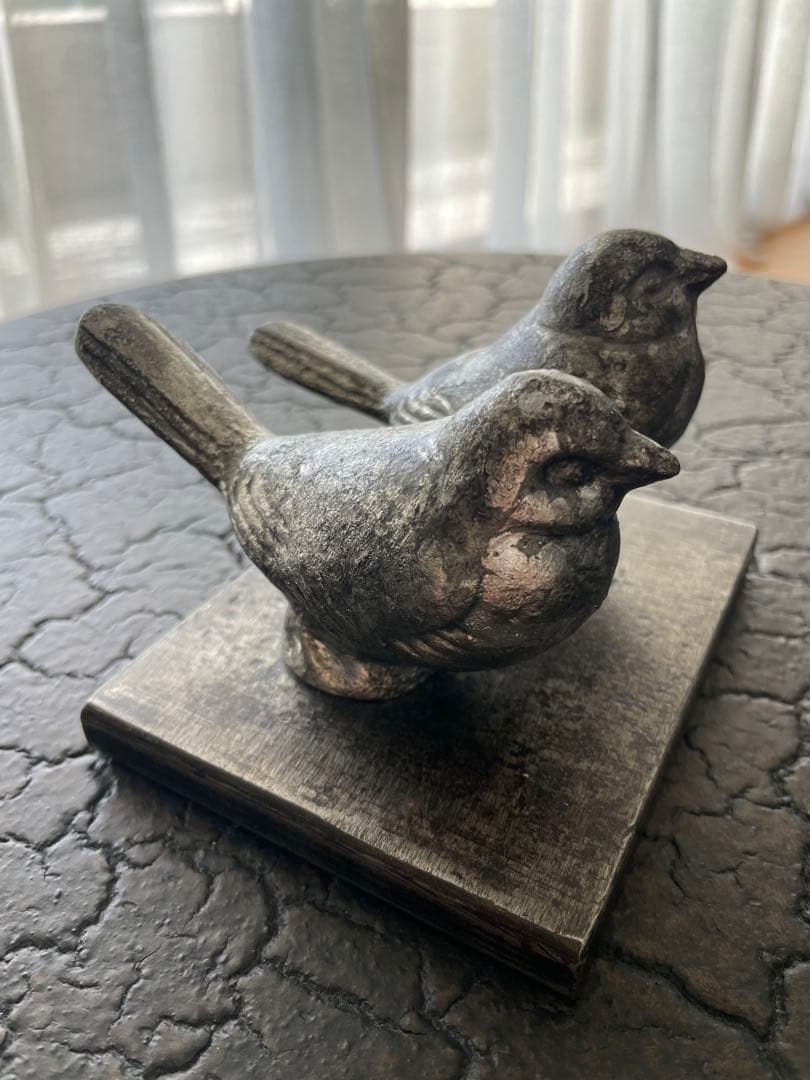 金属製 鳥の彫刻 アンティーク風