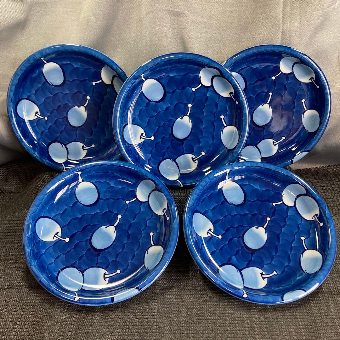 宮脇 大　源右衛門　染濃　プルーン文　中皿　小皿　プレート