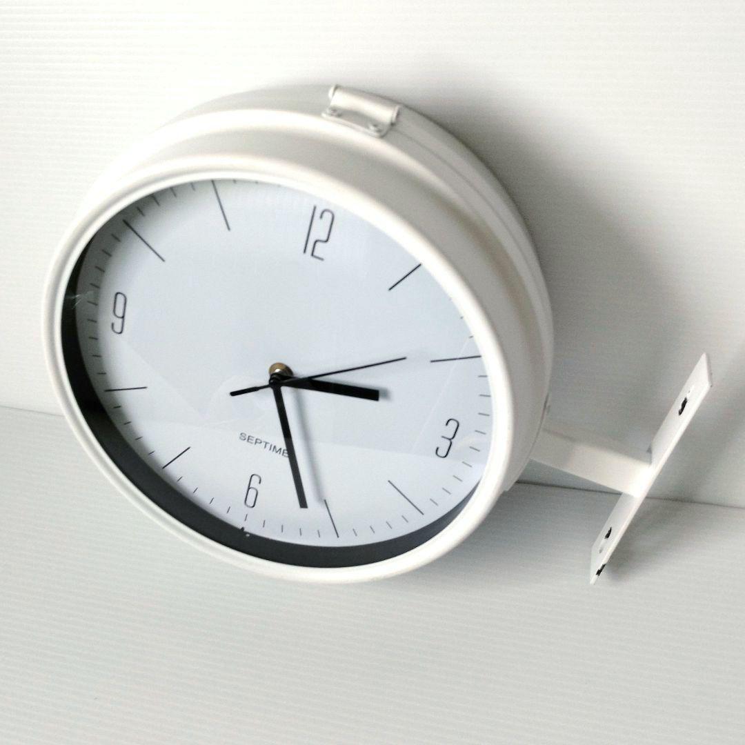 壁掛け 両面時計 ウォールクロック インテリア ホワイト 壁付け
