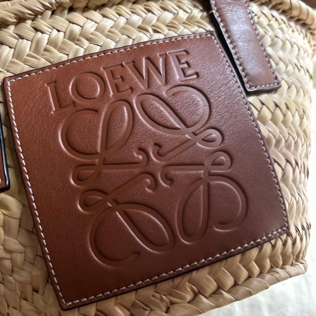 SALE LOEWE かごバッグ ストロー レザー