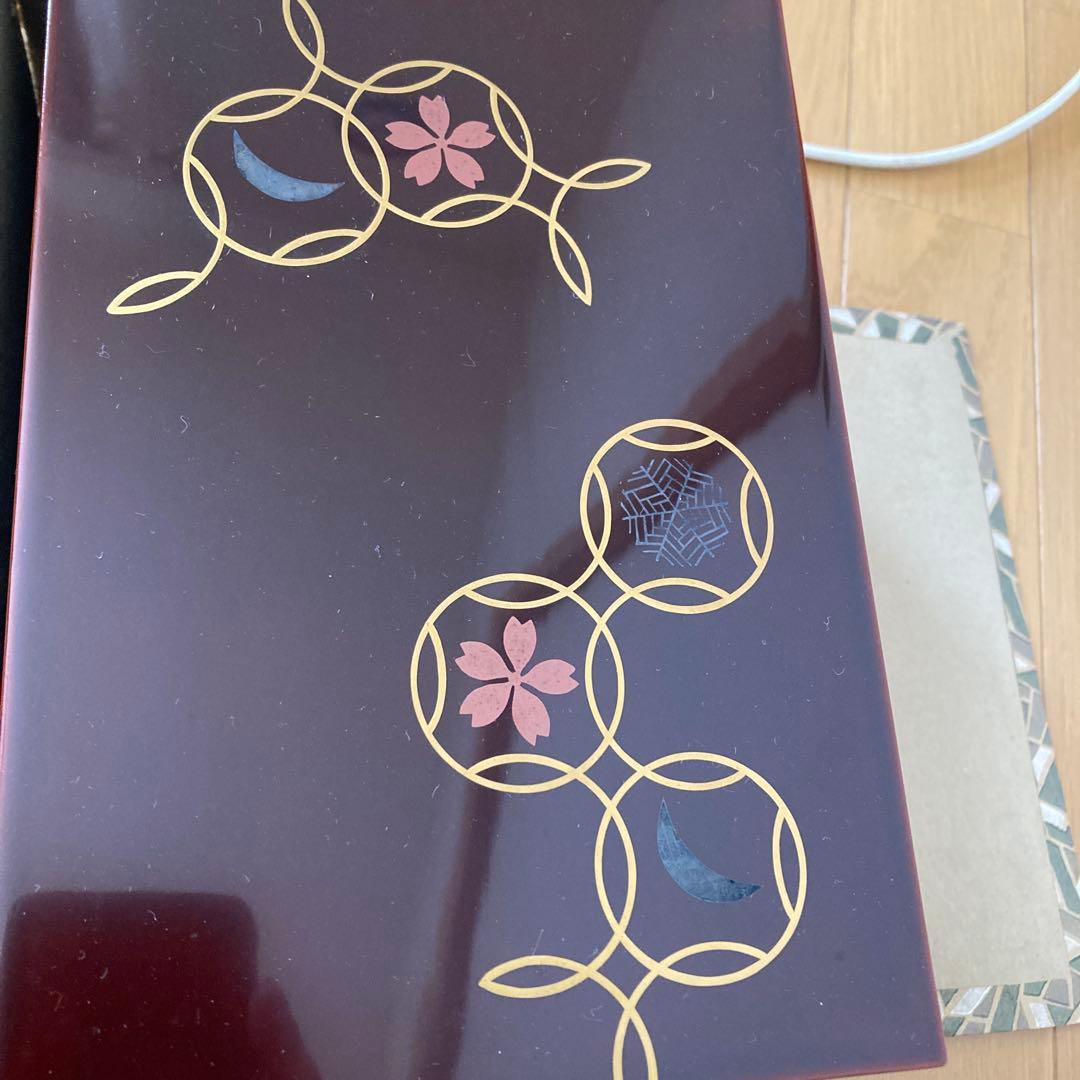 漆器 茶箱セット 金色葉模様