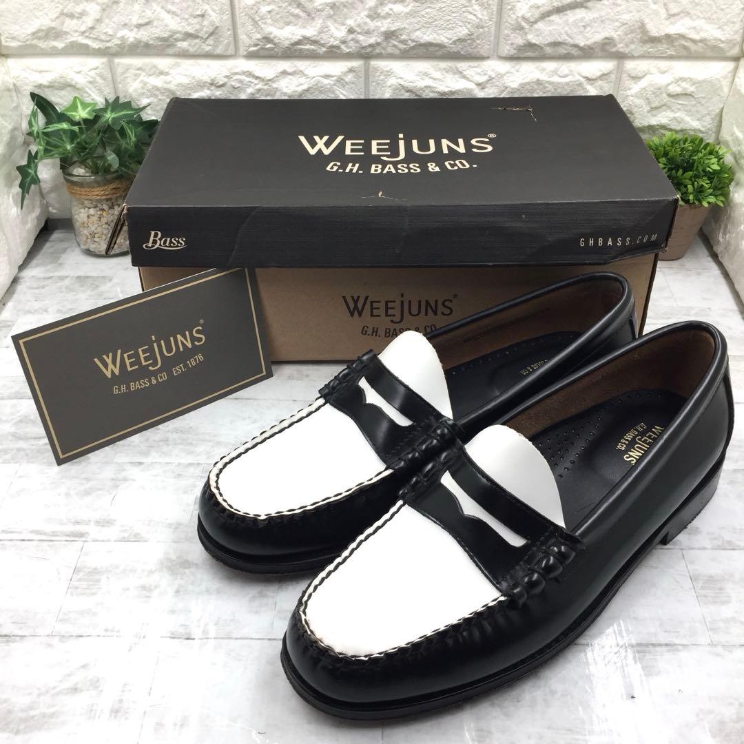 【美品】G.H.BASS ジーエイチバス ペニーローファー 黒/白 27.5cm
