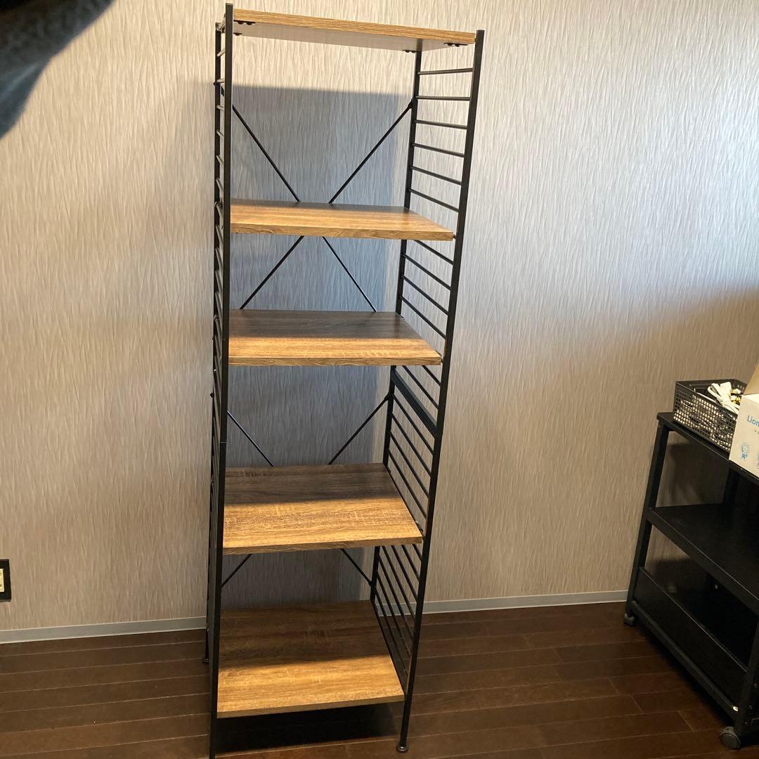 ワイエムワールド シェルフ 5段 幅47cm オーク 組み立て済 スチールラック
