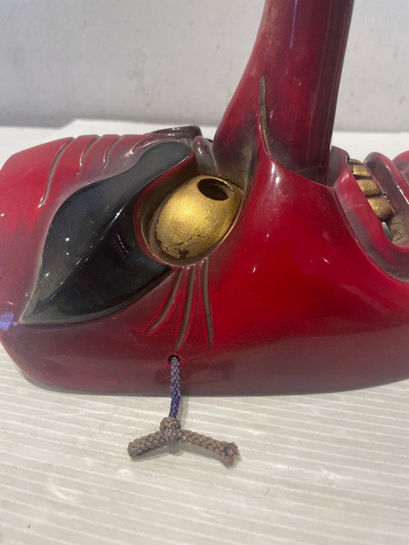 天狗 お面 壁掛け　木彫　時代　木彫り　小天狗　清巴　魔除け　縁起物　鬼面