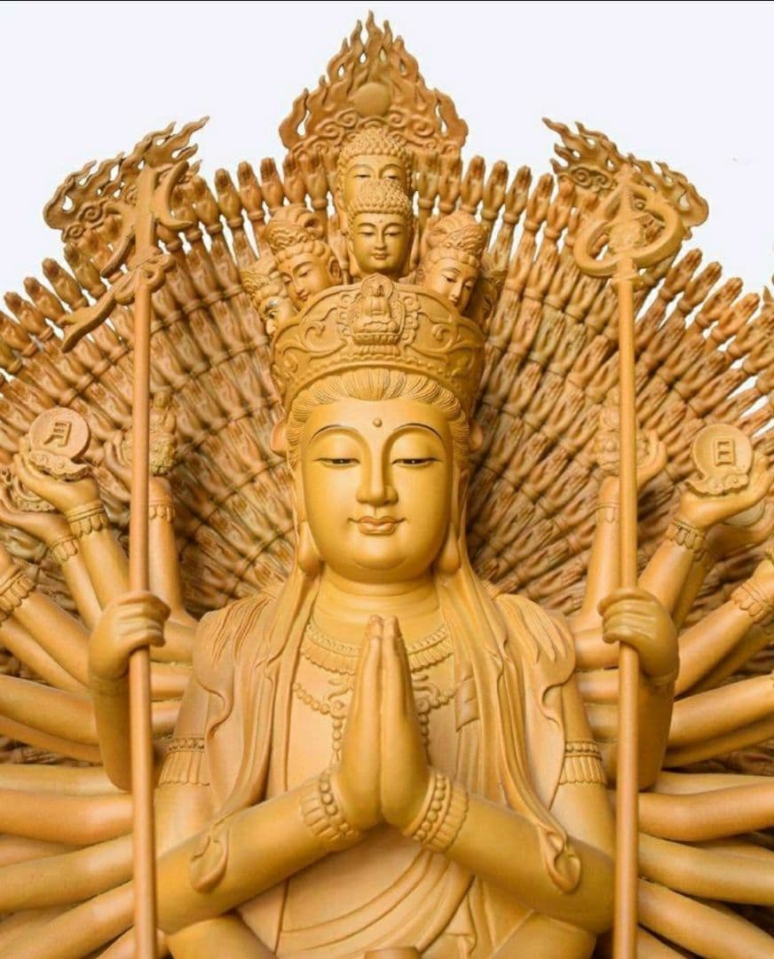 木彫り 仏像 千手観音 置物 お寺 祭祀 木 極品 香樟木