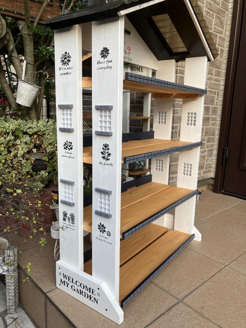 No8 三角屋根の簡単移動 FLOWERS MARKET FRESH 棚4段