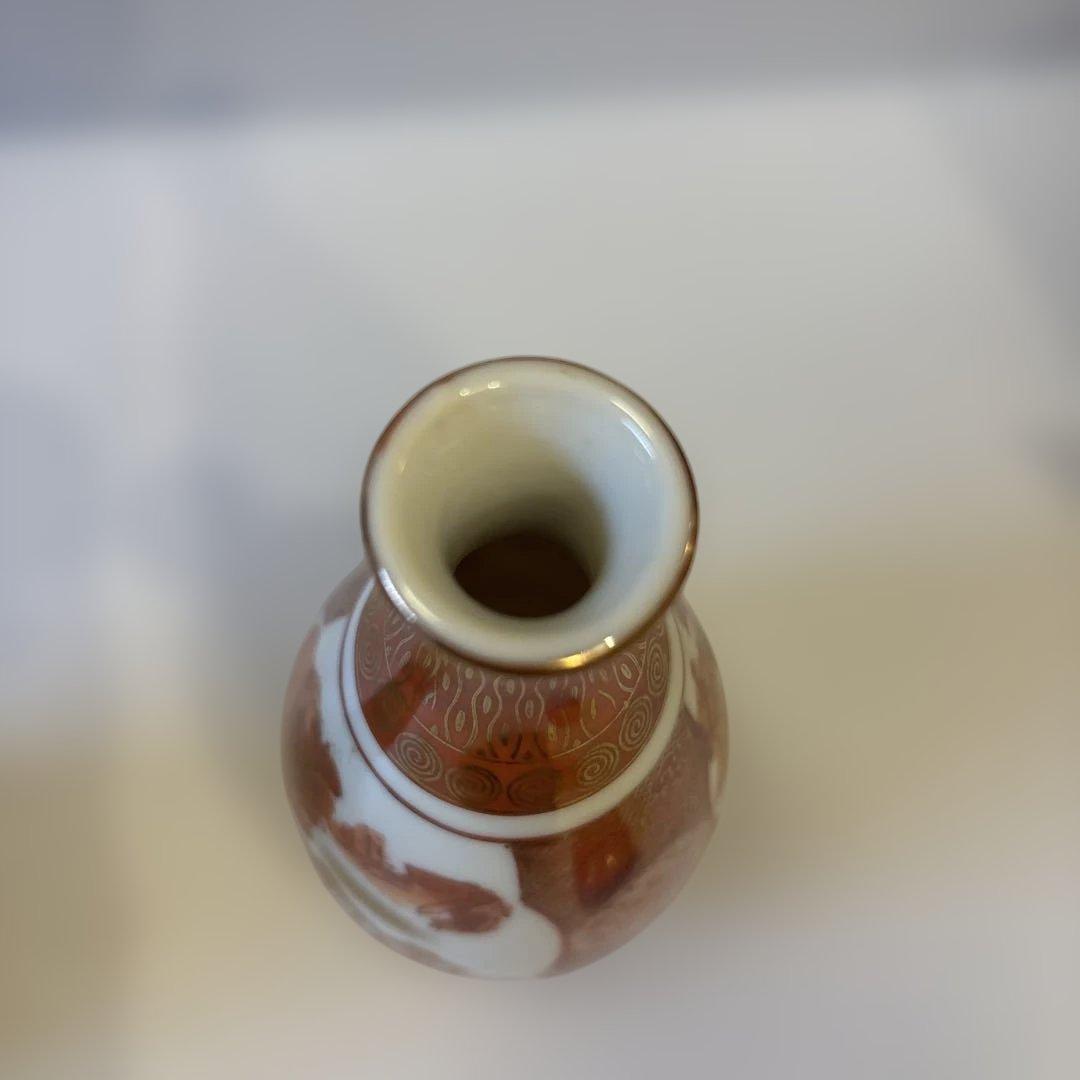 明治九谷 九谷焼 庄三様式 赤絵金彩 人物山水図 徳利 一対【2本】高さ14cm