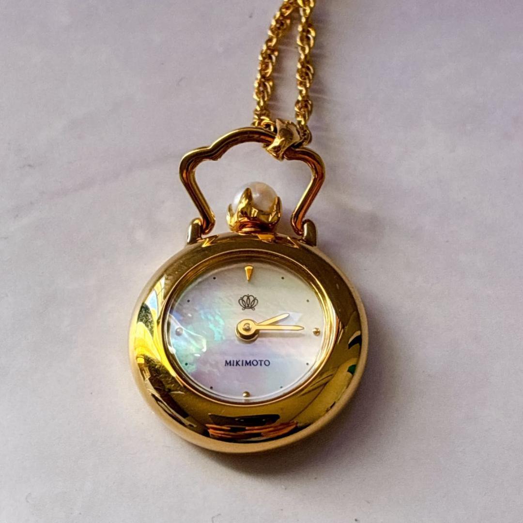 MIKIMOTO ミキモト ペンダントウォッチ シェル クォーツ 時計 パール