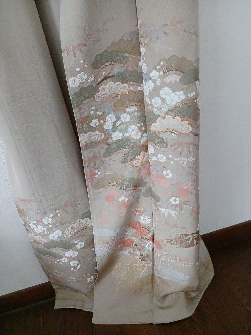 hanahana　 色留袖 一つ紋 正絹 ベージュ 金彩 松竹梅 礼装