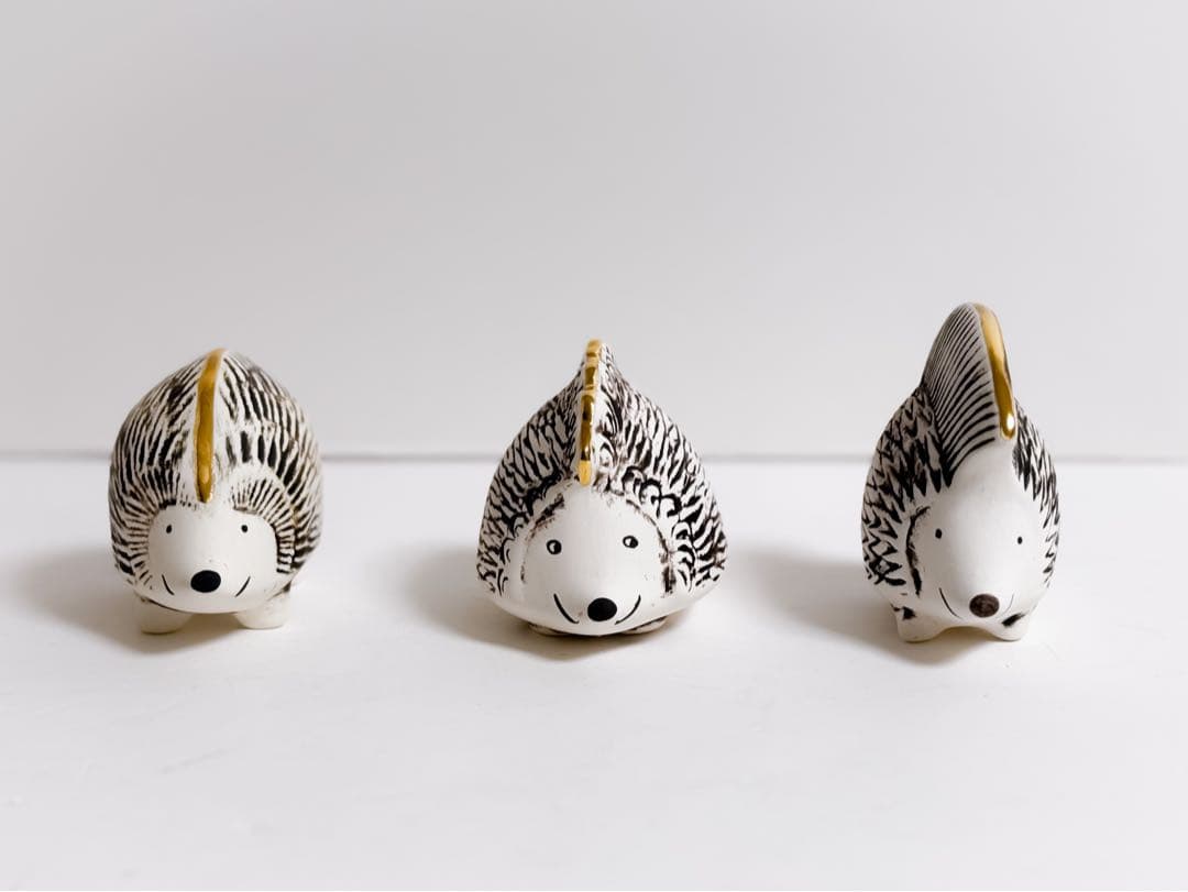 Lisa Larson 金のはりねずみ3兄弟セット　限定333