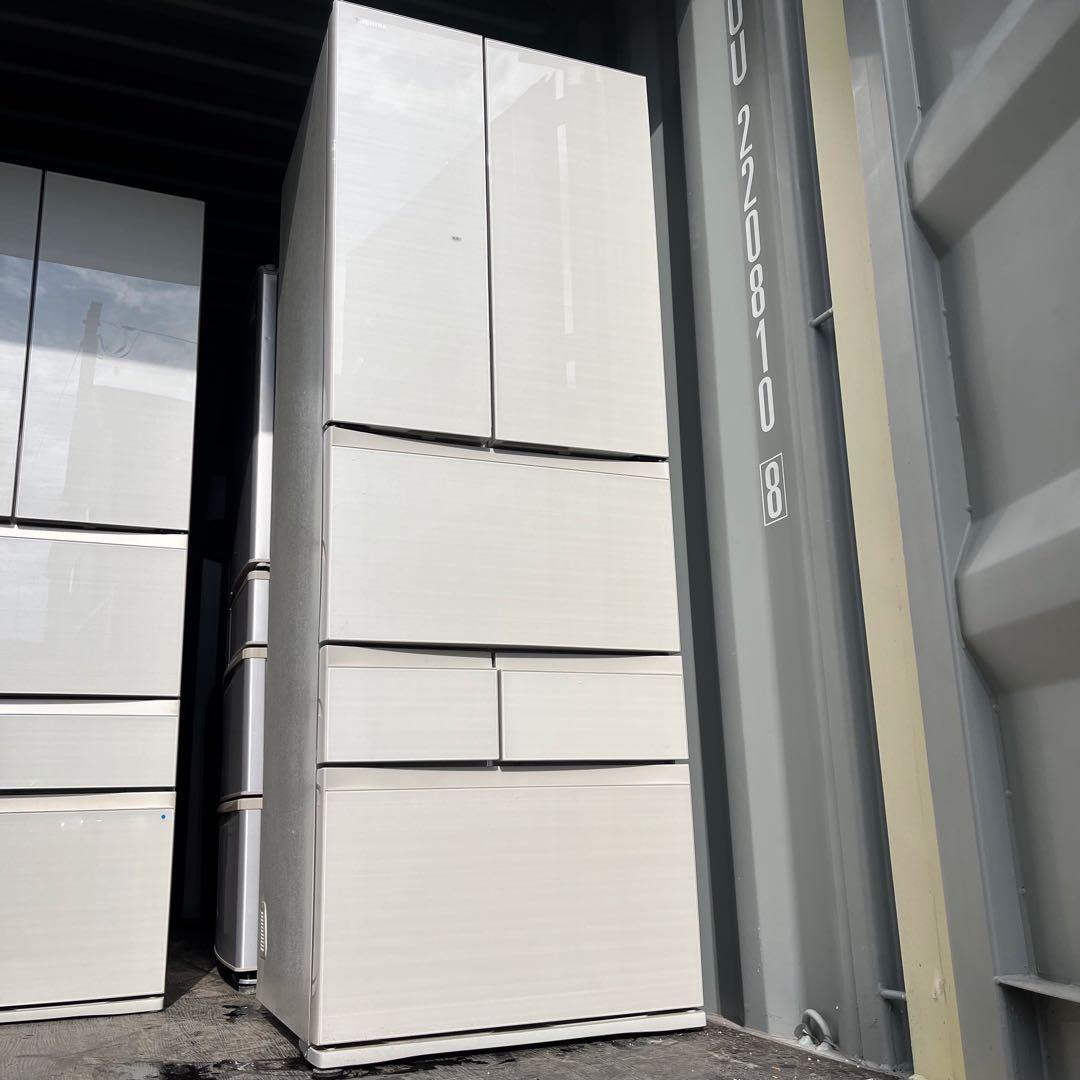 370取付無料！東芝真ん中野菜室 おしゃれアイボリー6ドア冷蔵庫 2021年製