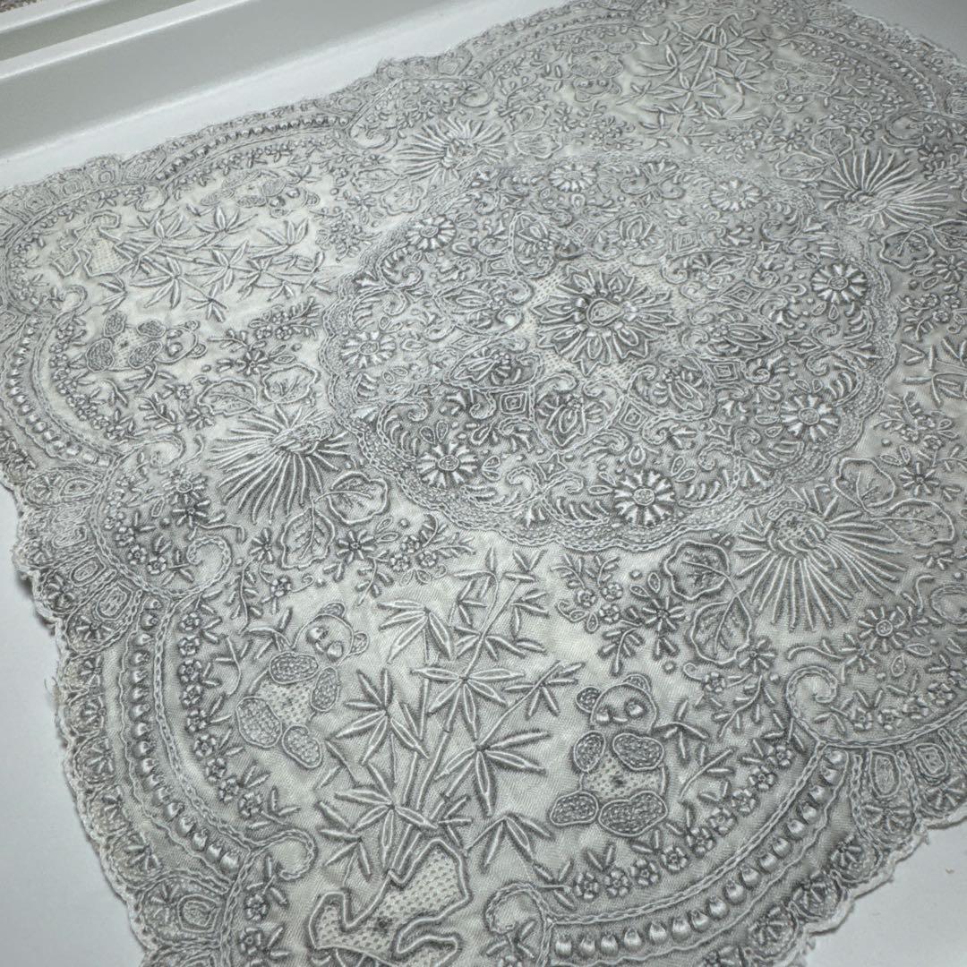 【美品】スワトウ　スワトー　汕頭刺繍のハンカチ ヴィンテージ　パンダちゃん　✨